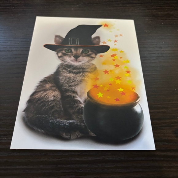 CAT WITCH HALLOWEEN GREETING CARD - Picture 1 of 2